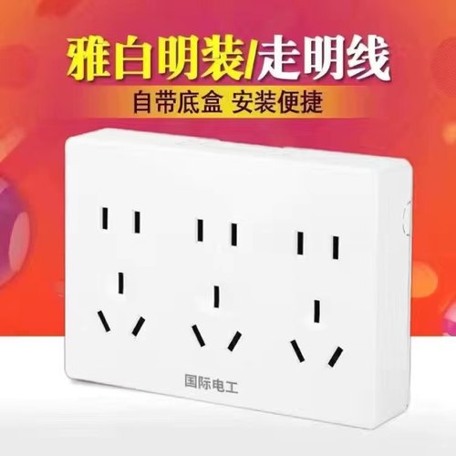 明装十五孔国际电工插座雅白
