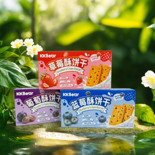 KKBear草莓酥饼干150g*2盒蓝莓葡萄酥饼干盒装办公下午茶点心零食
