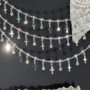 diy链条 三爪白钻吊十字架高温保色额链手作链子手链项链服饰配件