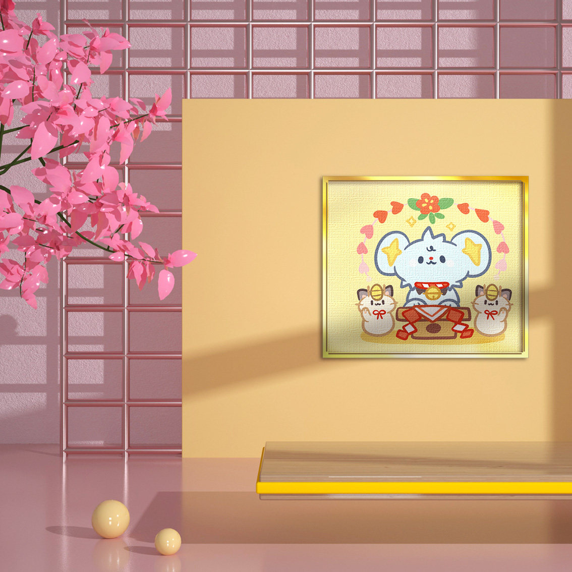油画布可爱轻奢金框包边