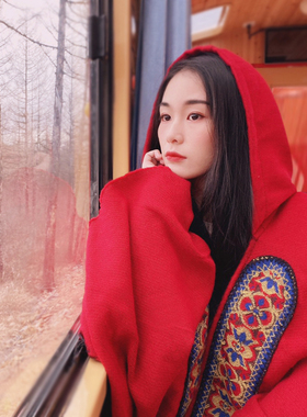 沙漠青海西藏旅游披肩女秋冬加厚