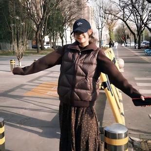 时尚 复古冬季 百搭外套 毛织拼接翻领羽绒服美式 KSXN