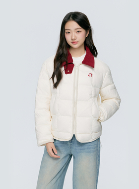 KSXN 撞色翻领羽绒服女冬季保暖设计感休闲百搭上衣