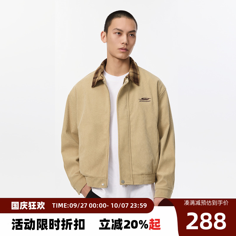 Endweep翻领冬季宽松灯芯绒夹克