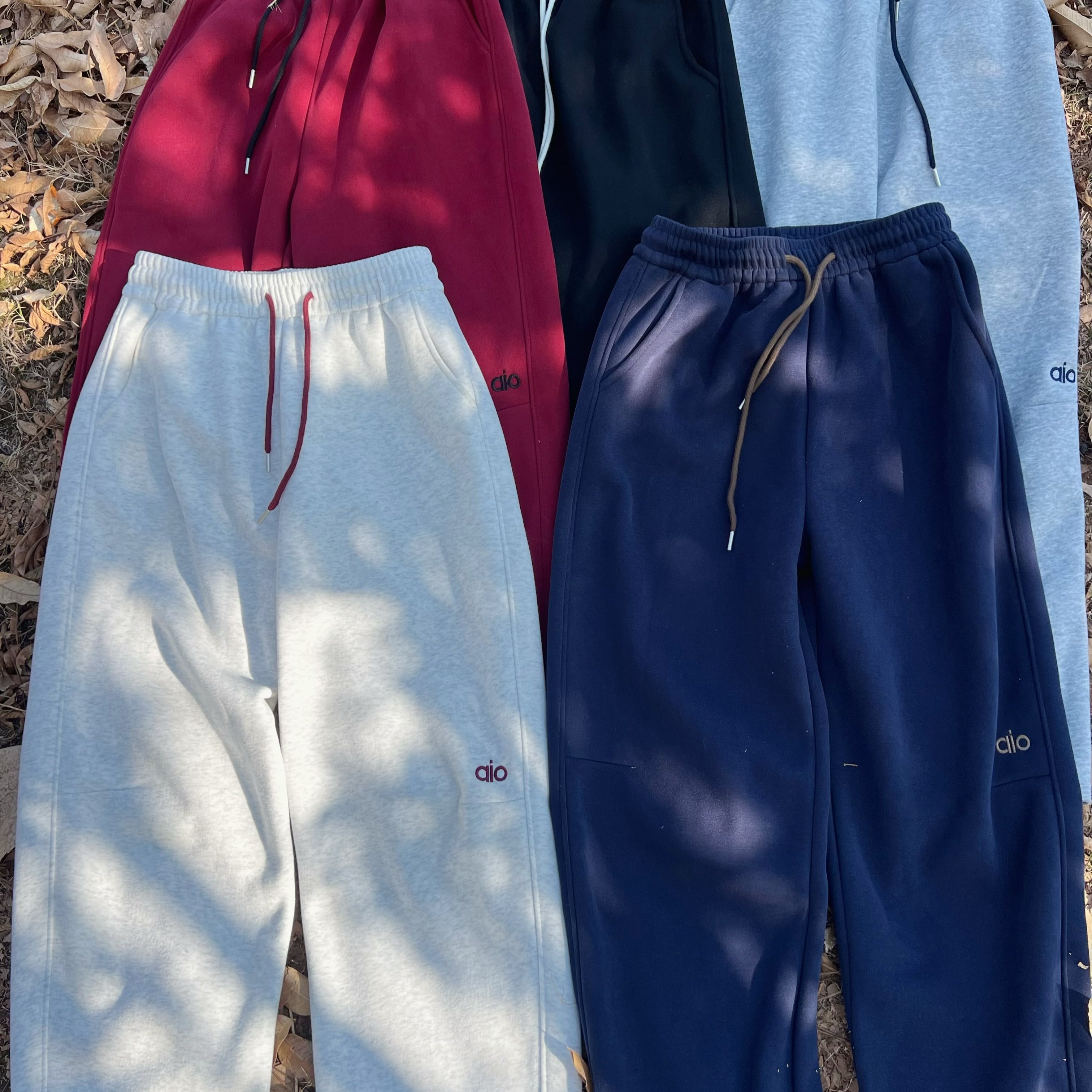 奥利绒裤子男女同款冬季加绒加厚休闲弯刀直筒卫裤情侣款