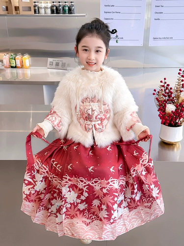 Детское демисезонное ханьфу, флисовый детский пуховик, комплект, китайский стиль