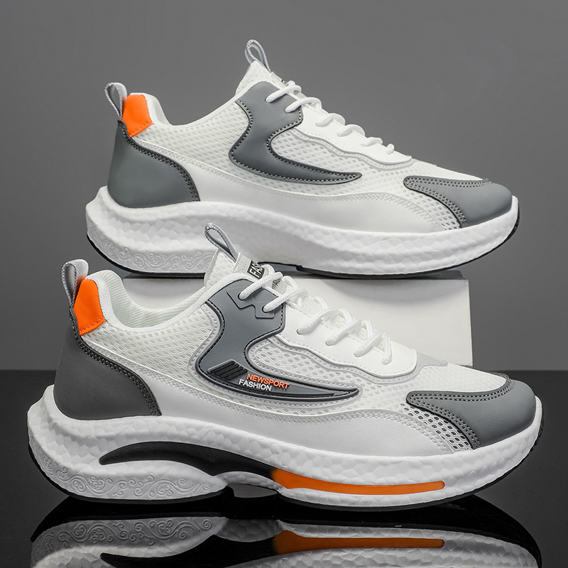 2025新款男鞋透气休闲运动鞋网面防臭鞋子男款软底百搭跑步鞋