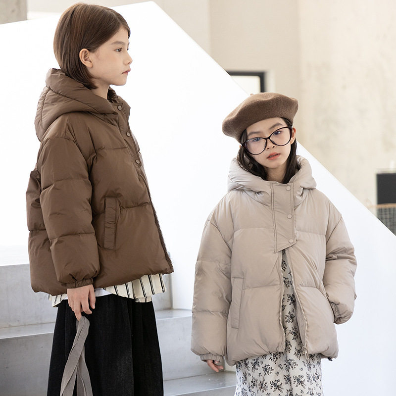 儿童中大童韩版短款羽绒服秋冬新款男女童童装连帽外套上衣