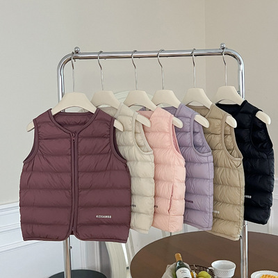 儿童新国标90白鸭绒无袖羽绒服背心男女童宝宝轻薄款羽绒保暖