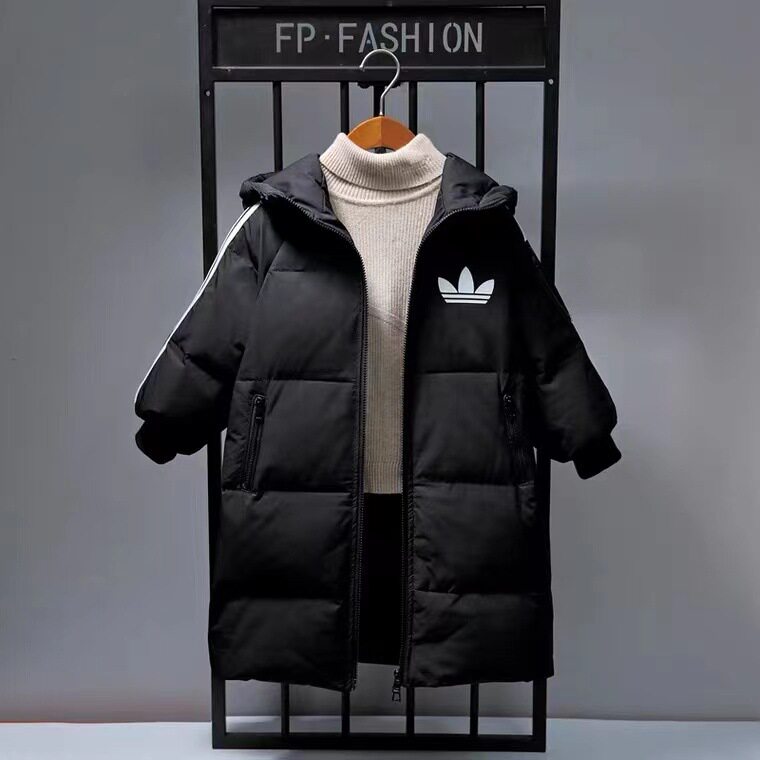 儿童羽绒服男女中长款冬季2025年新款炸街时尚面包派克服中大童款