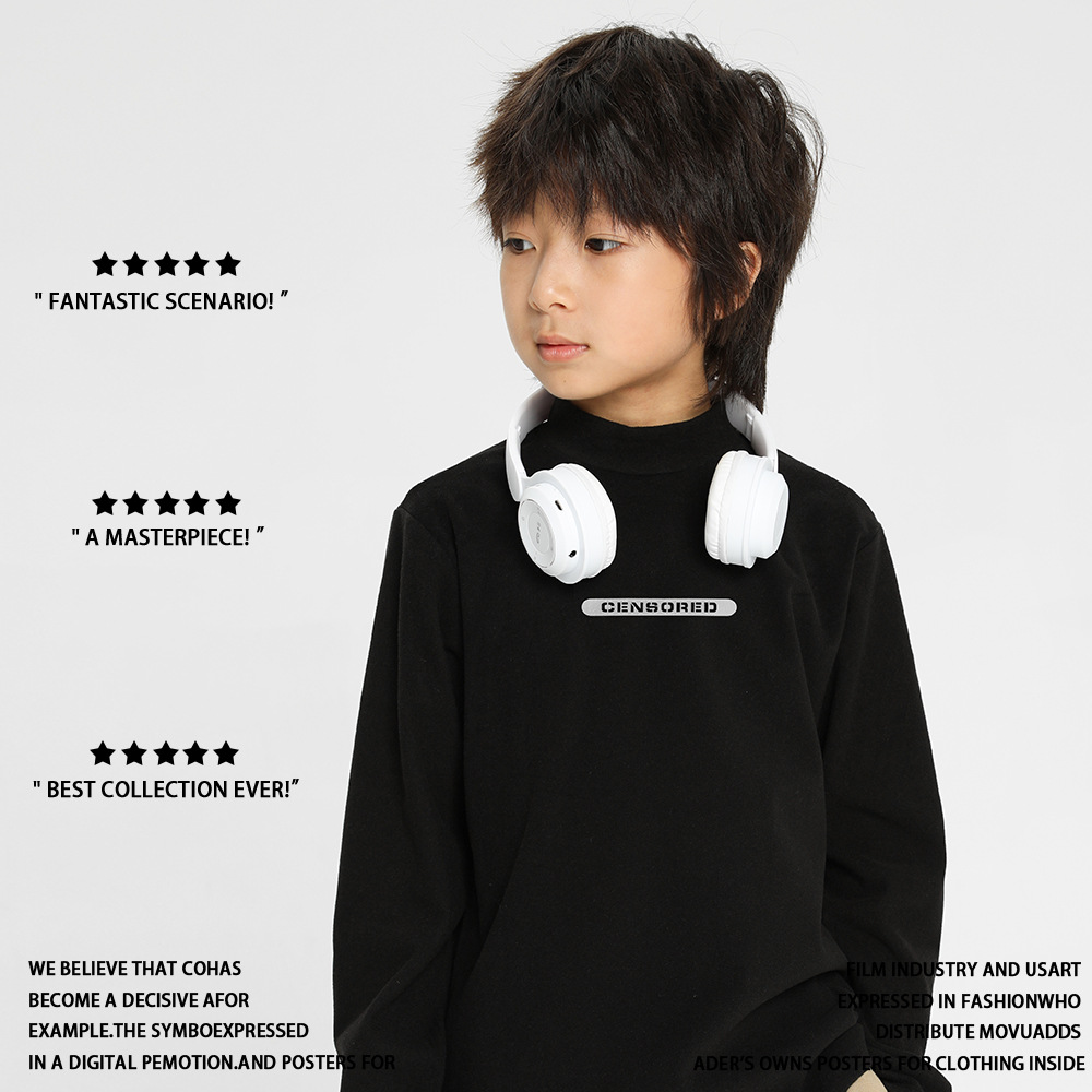 秋冬24新款儿童t恤反光字母中大童上衣长袖纯棉衣服街头潮童现货