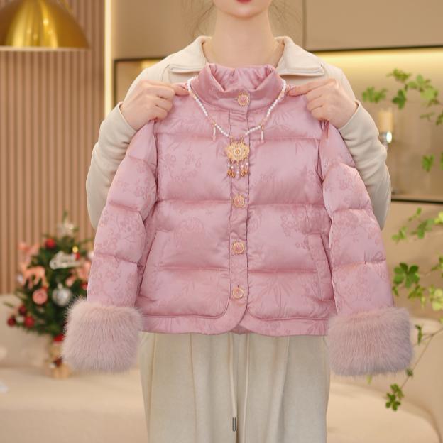 m370女童冬装新款棉袄国风中式棉服新年中小童衣服保暖儿童拜年服