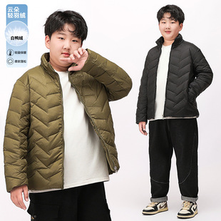 清仓胖男童羽绒服轻薄秋冬外套加肥加大童胖孩子青少年羽绒内胆