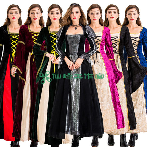 万圣节cosp欧洲女式复古宫廷表演吸血鬼伯爵女王公主礼服主题服装