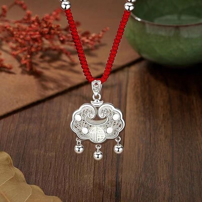 镂空轻奢小众铃铛平安锁项链女