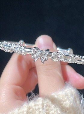 繁花似锦手镯轻奢银手环甜美女