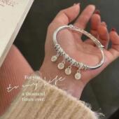 祥云平安喜乐纯银手镯女新中式 小众设计手环送女友礼物 镯子年轻款