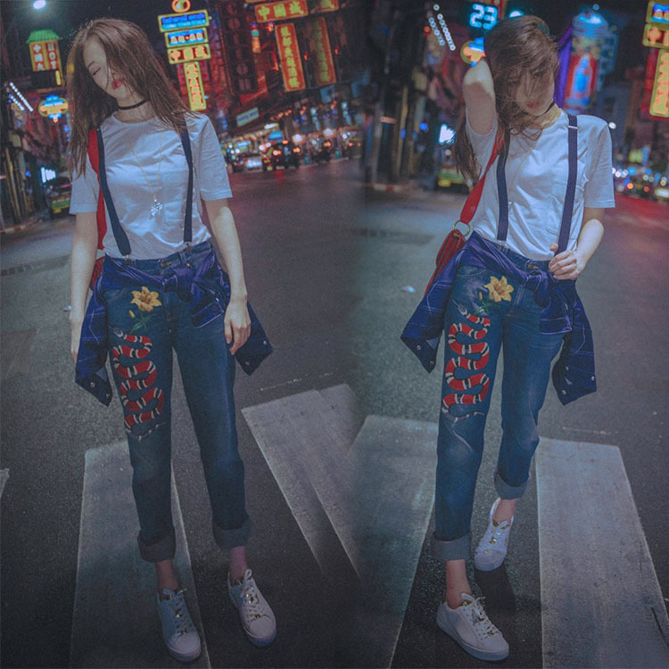 Ïļ¾ÐÂÆ·Á÷ÐÐÄßÄÝÃ÷ÐÇͬ¿îСÉß»¨¶äÐ廨ÏÔÊݱ³´øÅ£×пã¶ÌÐäTÐô1