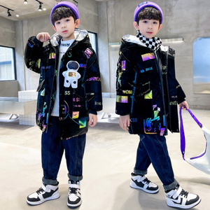 男童羽绒服太空人冬装中长款白鸭绒外套2023新款冬季男孩加厚洋气
