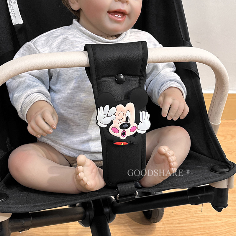 婴儿手推车座椅前跨带护裆可爱卡通玩具公仔宝宝溜娃车防掉落神器