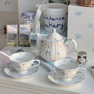 法式桔梗花兔子陶瓷茶壶套装下午茶杯碟女生生日伴手礼茶具礼盒装