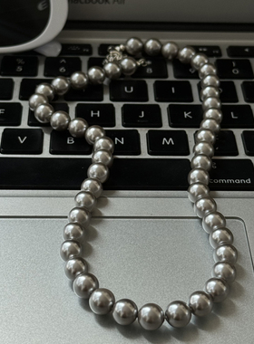 灰色珍珠项链女s925纯