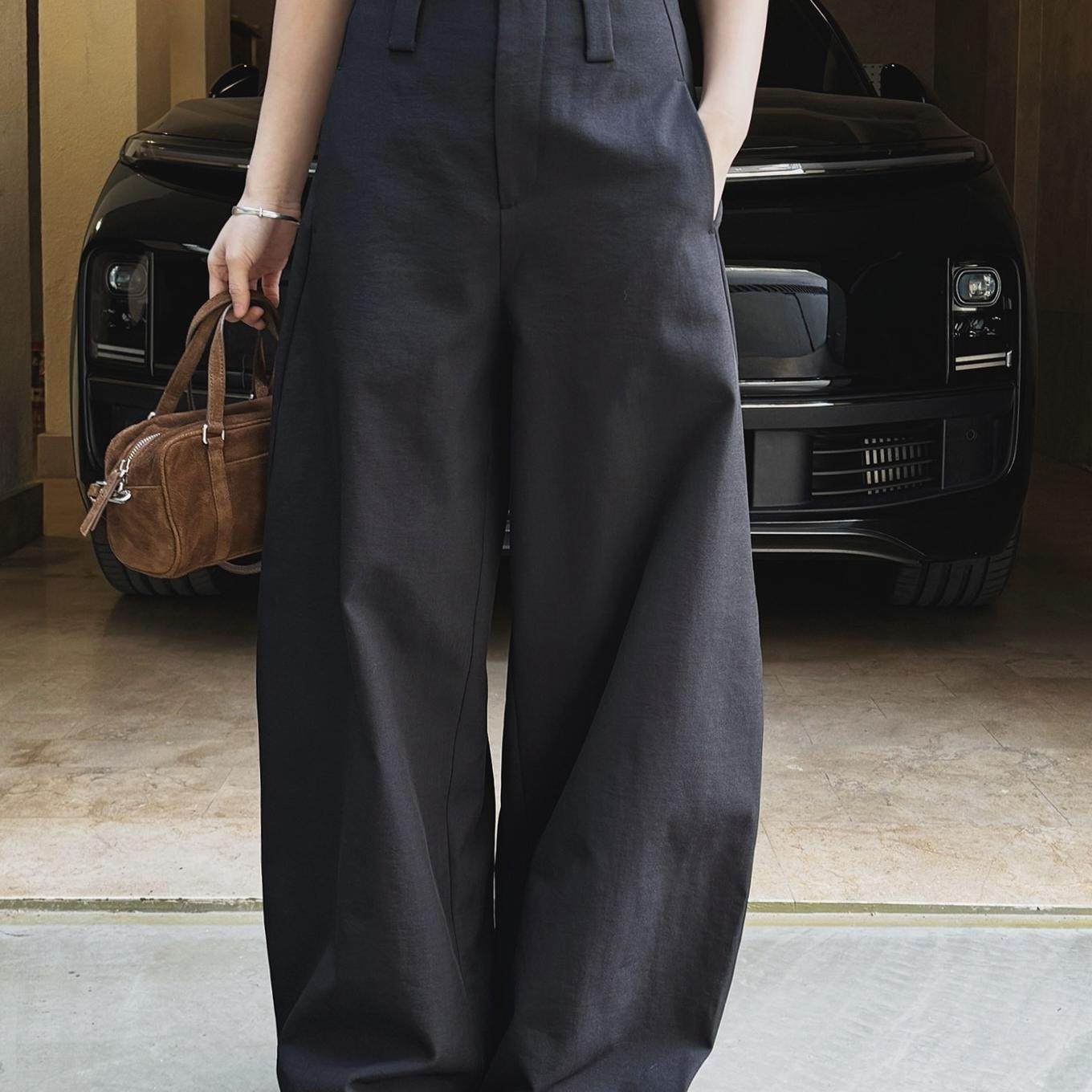 黑色老钱风弯刀廓形西装裤早秋新款巴黎风休闲高腰显瘦香蕉长裤女,女装/女士精品,休闲裤,淘宝优惠券,粉丝福利购,淘宝优惠卷