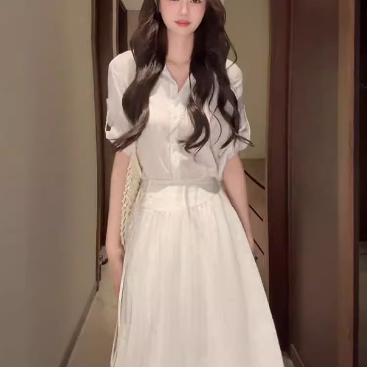 巨好看衬衫连衣裙子女夏季2025新款夏日小个子气质穿搭配一整套装