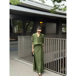 【3折现货】《桂华明》极简衬衫+大摆半身裙套装老钱风