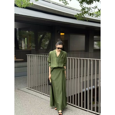 【3折现货】《桂华明》极简衬衫+大摆半身裙套装老钱风