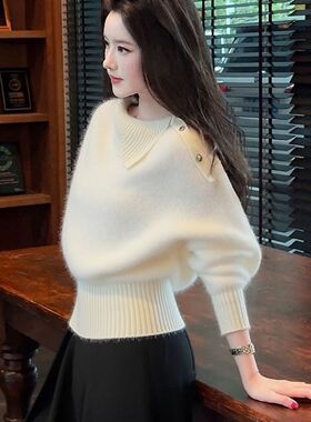 轻熟御姐穿搭软糯秋冬毛衣高级感气质独特漂亮收腰短款针织衫上衣