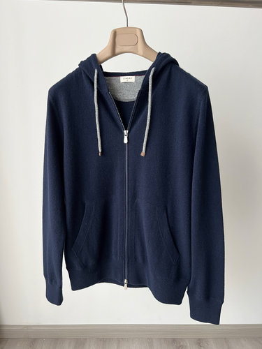 BC 男装 意式纯羊绒连帽拉链卫衣 康赛妮Aurora Ykk 双拉头