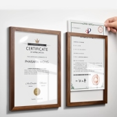 实木专利软著展示框相框教师简介挂墙展示a4A3证书装 饰框免打孔