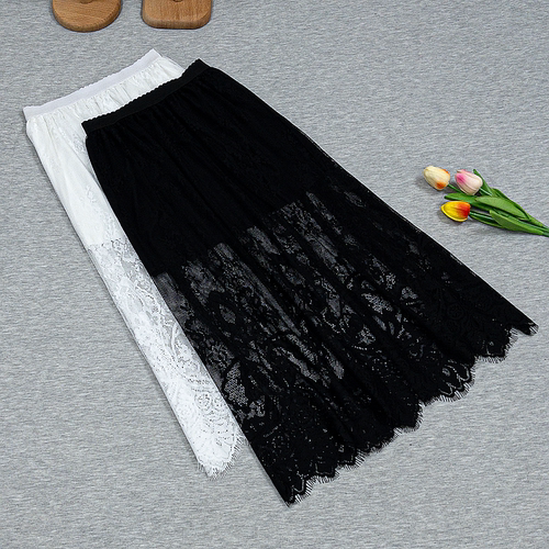 蕾丝半身裙女2025新款韩版春秋a字高腰百搭网纱中长款仙女裙子潮