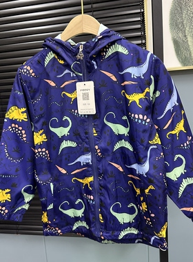 外贸元单男童春秋款连帽防风外套儿童休闲运动夹克时尚百搭潮酷
