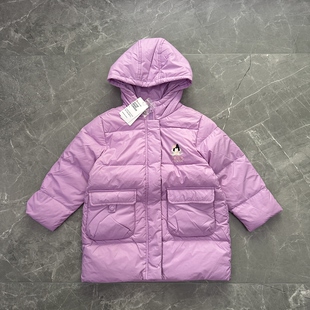 有吊牌110-160女童中长款羽绒服外套软壳内里石墨烯保暖轻便淑女