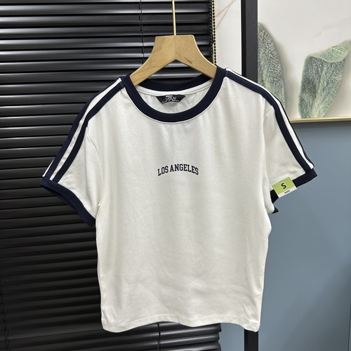 微瑕疵欧美元单高弹力女装辣妹短袖T恤夏季简约短款休闲弹力潮