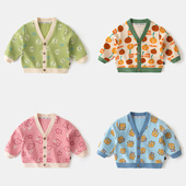 女童针织上衣春秋儿童童装 宝宝开衫 新款 男宝毛衣春季 男童外套春装