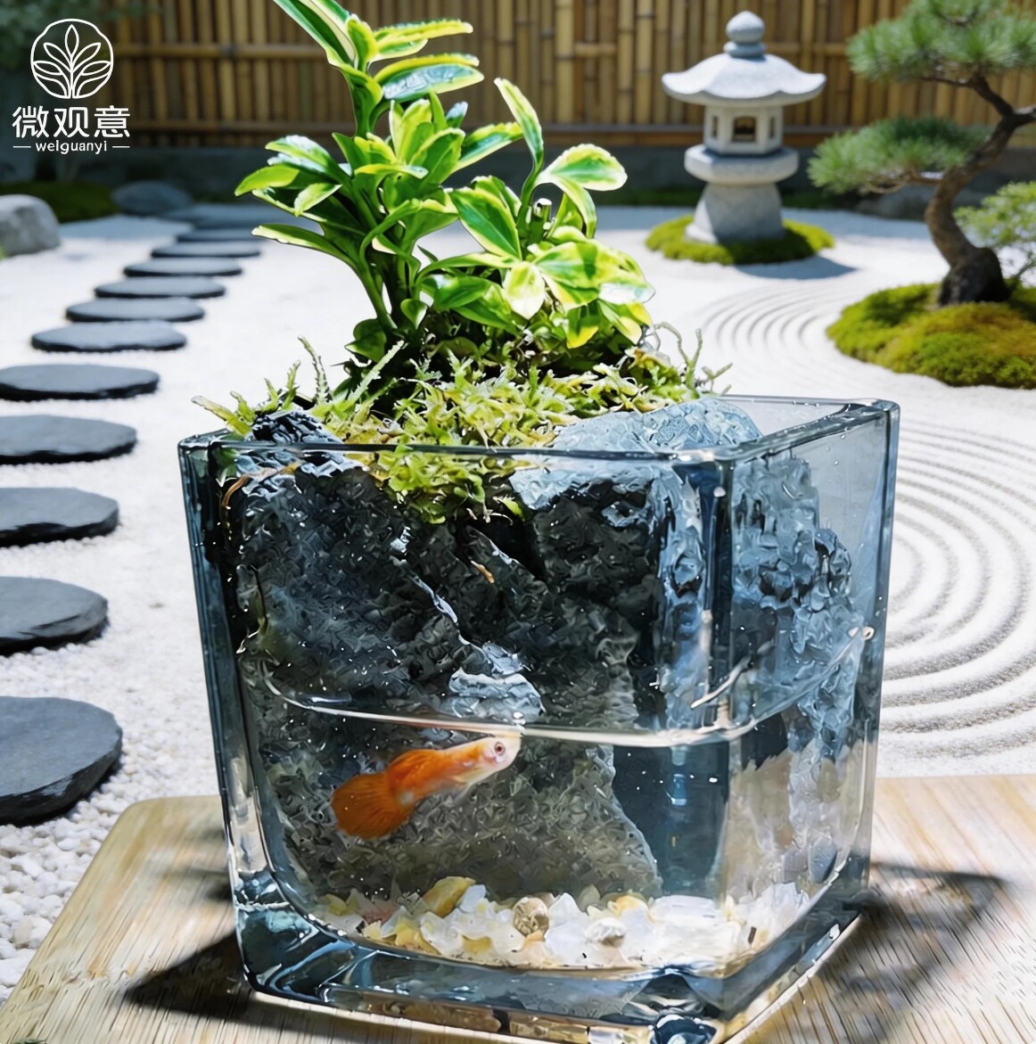 桌面水陆瓶苔藓微景观养鱼缸