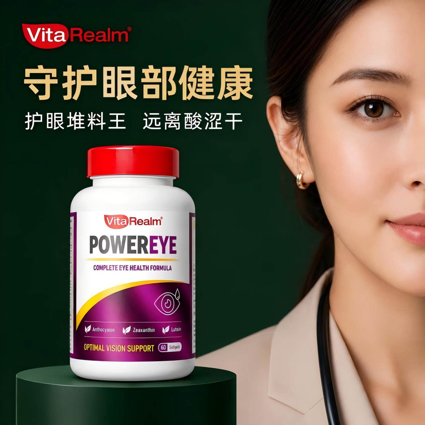 维乐原亮眼康成人叶黄素护眼DHA槲皮素干涩红血丝补水缓眼睛疲劳