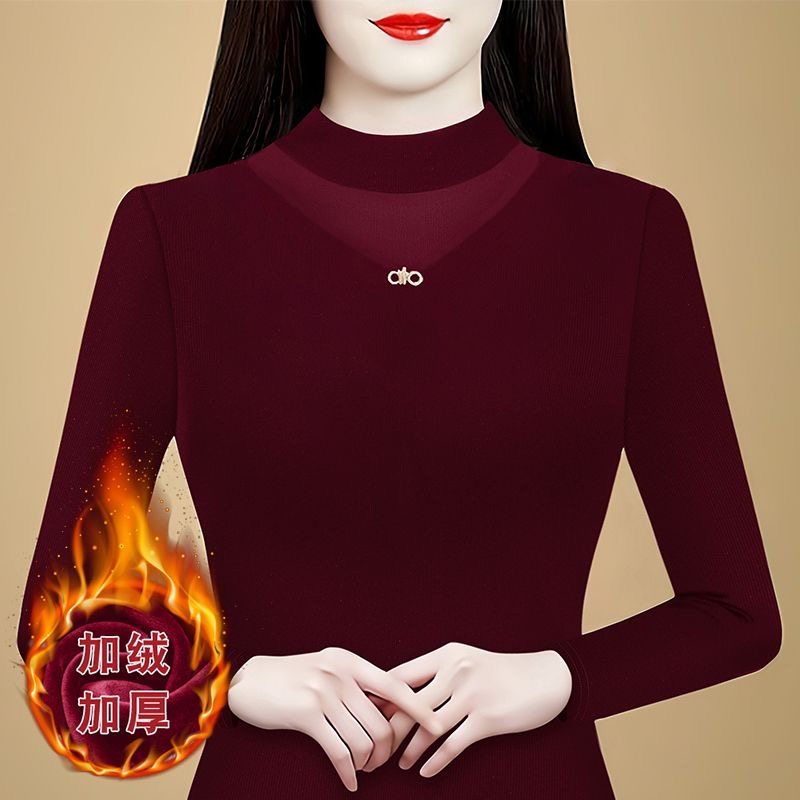 半高领网纱打底衫女2026秋冬新款时尚修身显瘦长袖T恤洋气小衫潮,女装/女士精品,蕾丝衫/雪纺衫,淘宝优惠券,粉丝福利购,淘宝优惠卷