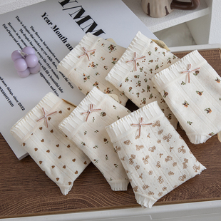 三角裤 6条全裤 大码 女纯棉档中腰初高中少女2024秋冬新款 7A棉内裤