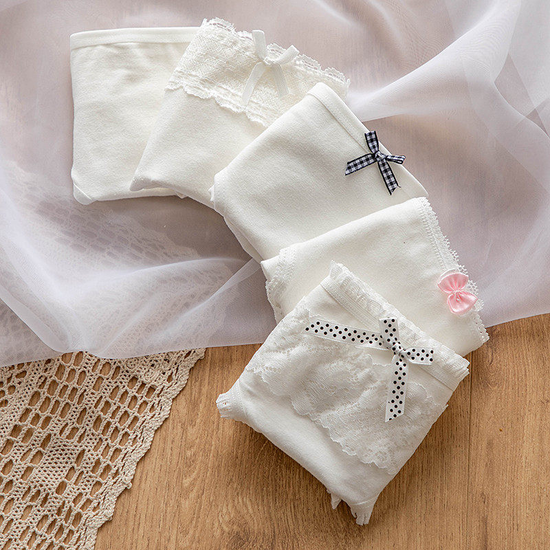 5条白色内裤女纯棉少女学生无痕