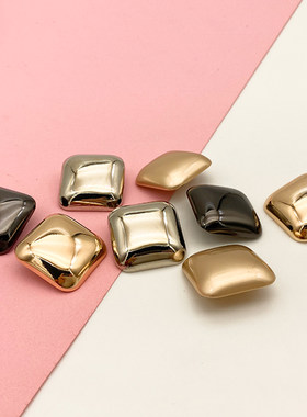 简约方形金色风衣皮草大衣钮扣