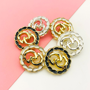 D家金属衣服扣子百搭镂空毛衣开衫西装精致扣圆形女士毛呢外套扣