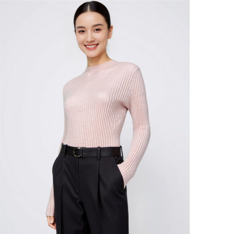 秋冬女长袖半高领100%羊毛杉针织打底衫OL时尚修身显瘦毛衣外穿