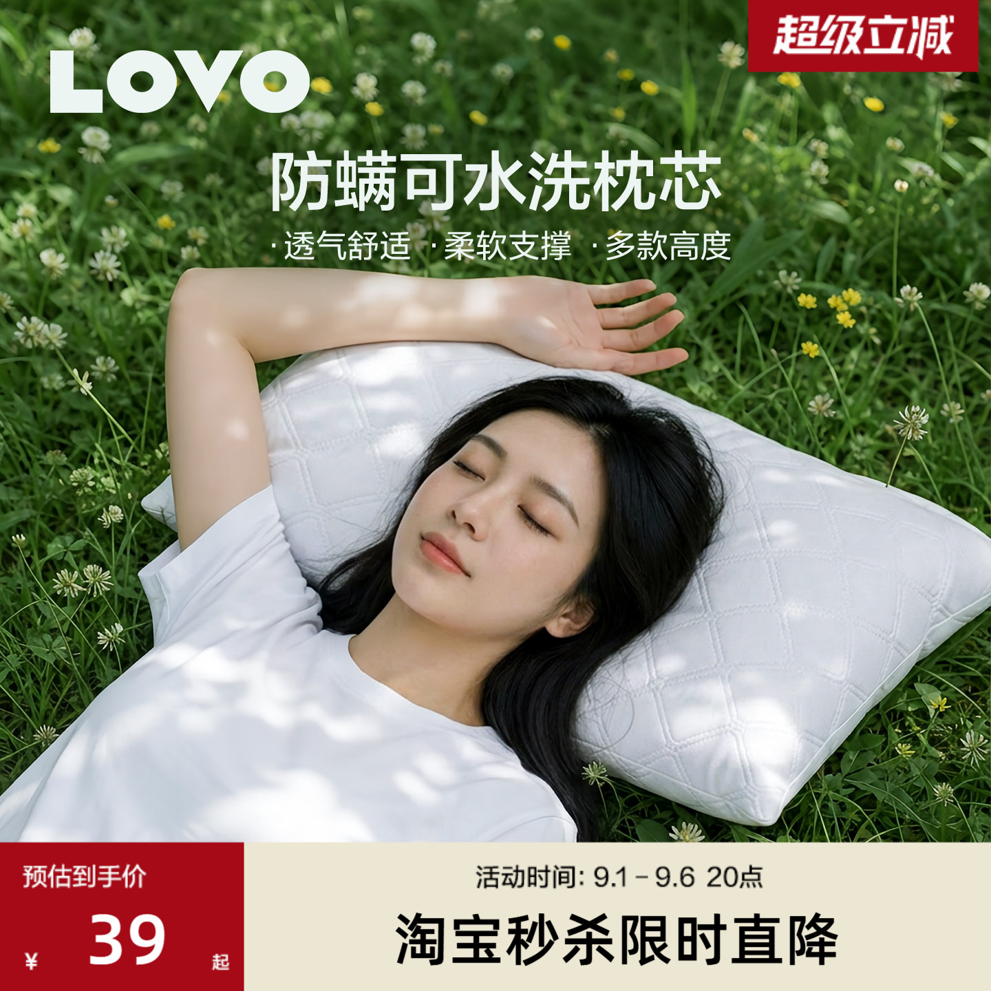 lovo罗莱枕头一对可水洗防螨枕图片