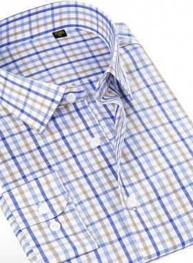 var高端DP免烫全棉男士格子长袖衬衫中年商务休闲时尚春秋季新款