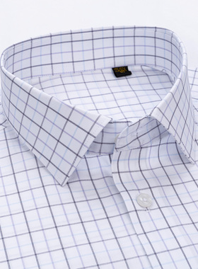 var100支全棉成衣免烫格子长袖男士衬衫商务休闲春秋薄款高级感