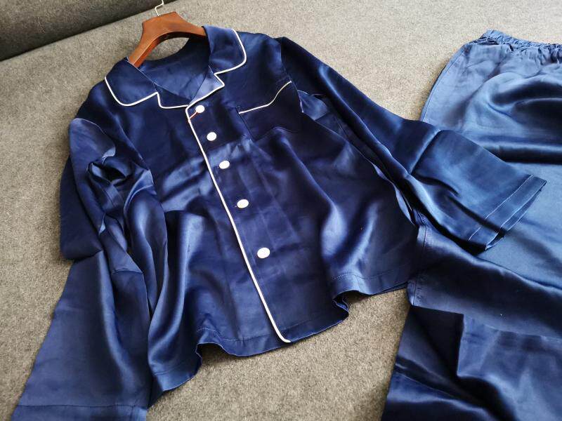 奢华内衣外穿真丝素缎宽松纯色舒适两件套家居服套装桑蚕丝睡衣裤